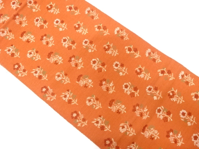 JAPANESE KIMONO / ANTIQUE NAGOYA OBI / SILK / TSUMUGI / WOVEN FLORAL PLANTS